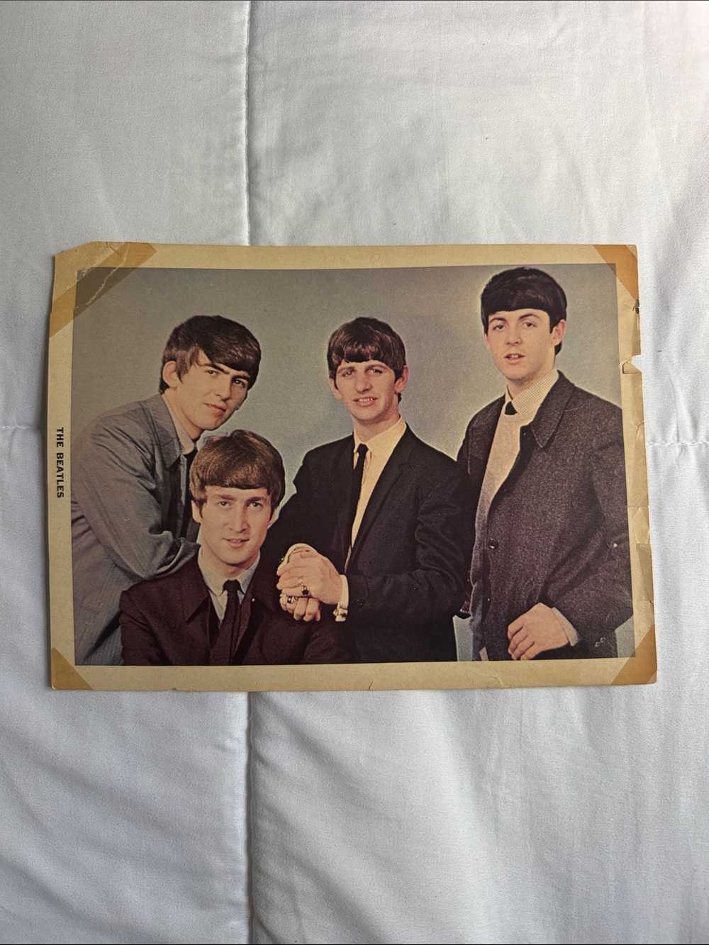 Vintage 60s Magazine Pin Up Poster - The Beatles Poster - Neutral Tones in color